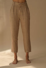 Load image into Gallery viewer, Fiamma Pure Linen Cigarette Leg Trousers in Cammello | G Linen World
