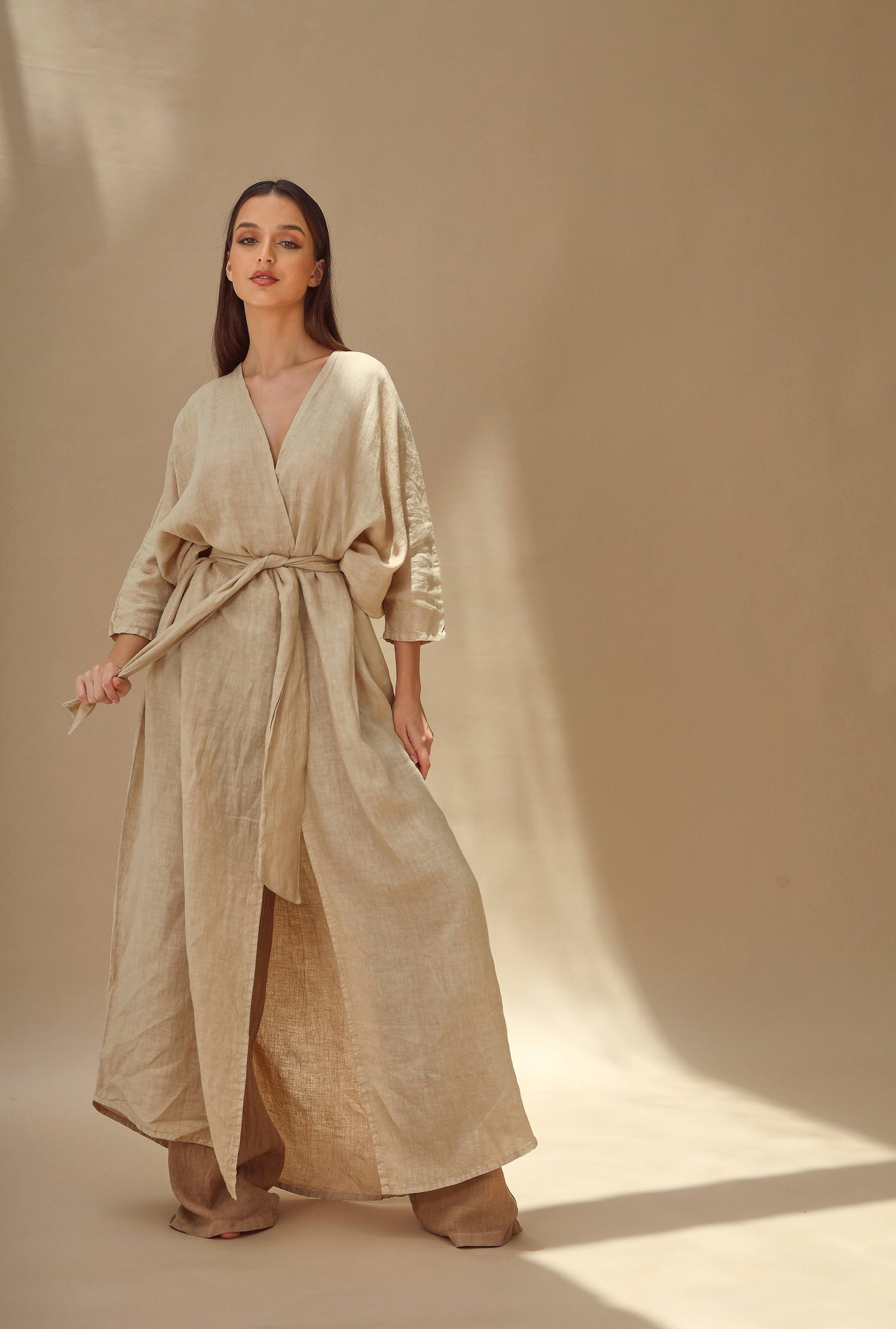 Aria Pure Linen Bisht Abaya Safari | G Linen World 