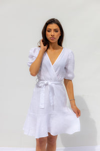 White Marseille Linen Dress - Blanco