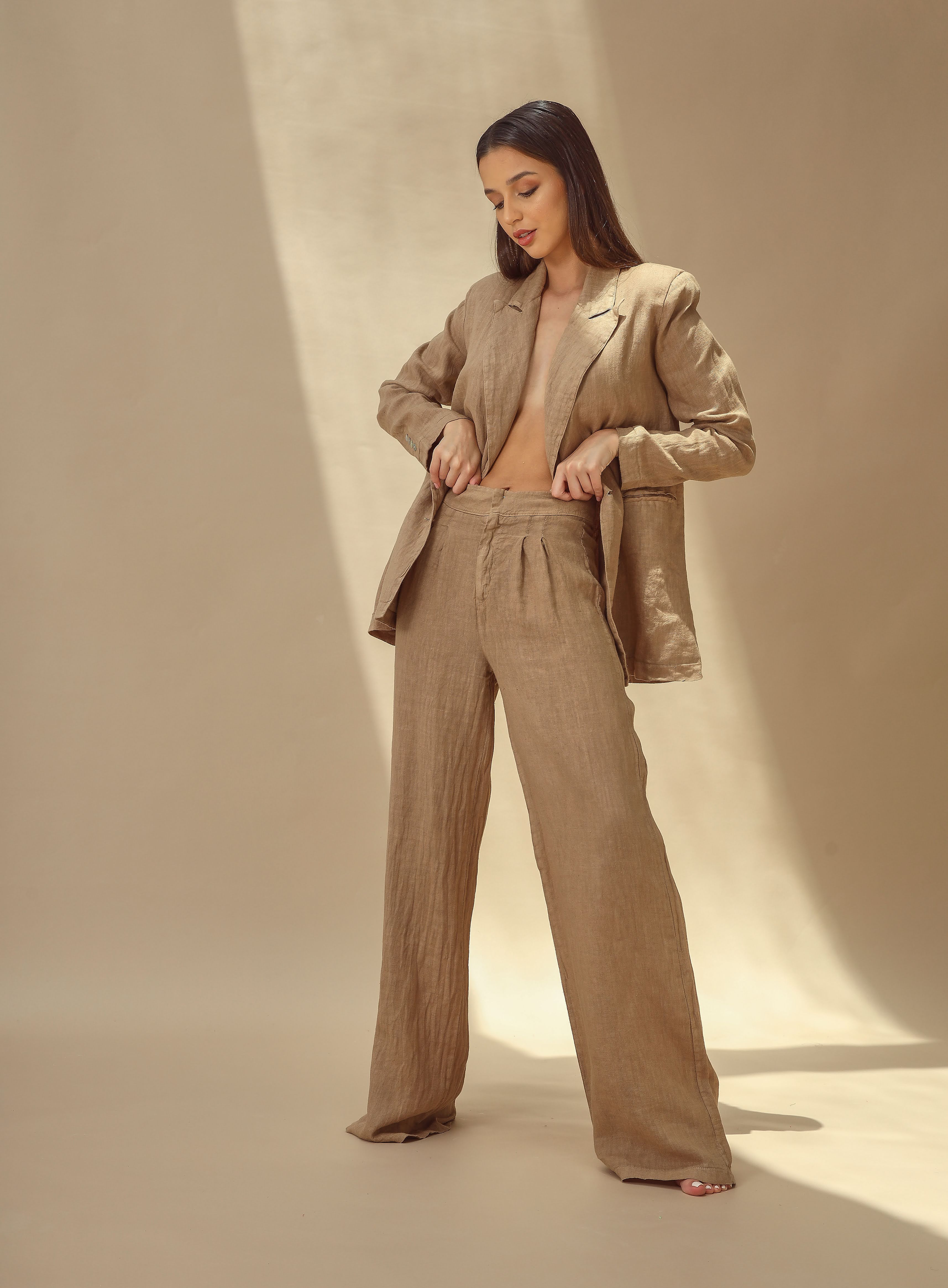 Sole Pure Linen Wide Leg Pants in Cammello | G Linen World