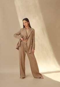 Sole Cammello Double Breasted Linen Blazer