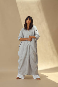 Aria Pure Linen Bisht Abaya Perla | G Linen World