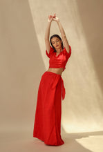 Load image into Gallery viewer, Tocco Linen Wrap Skirt - Rosso
