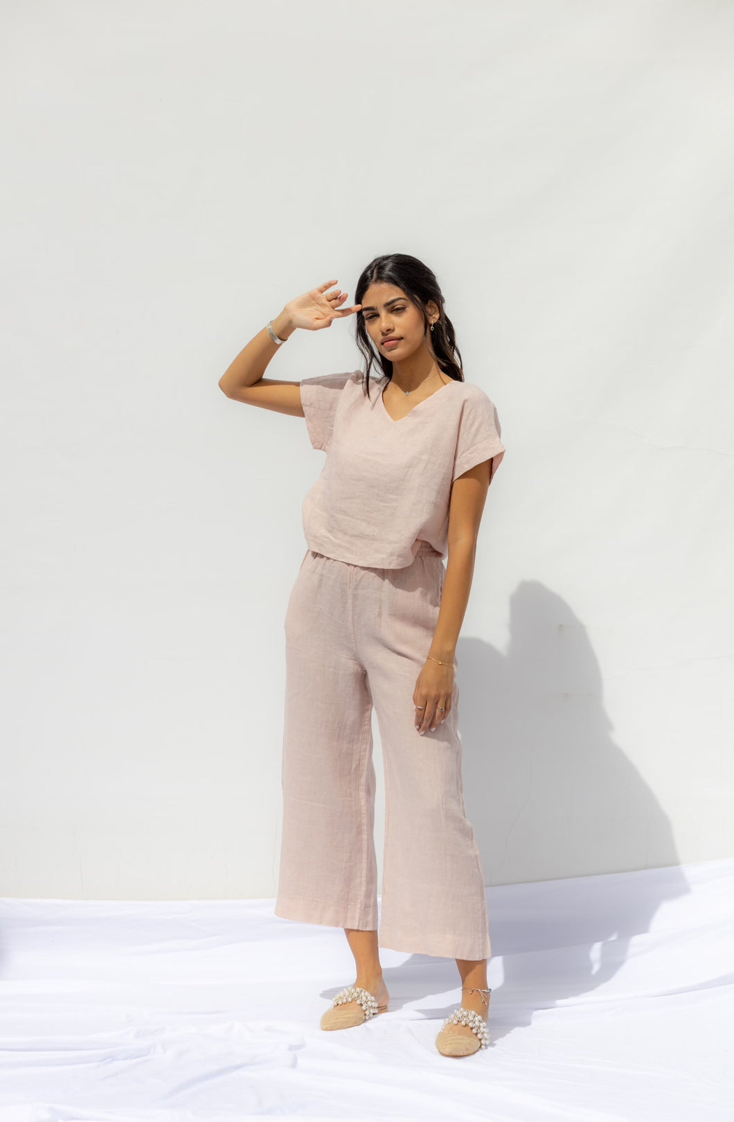 Light Pink Oia Co-ord Pants- Cipria
