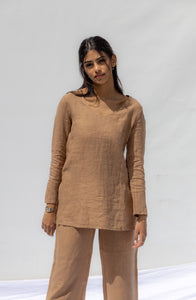 Light Brown Oia Long Sleeves Co-Ord Top - Cammello