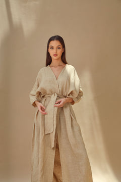 Aria Pure Linen Bisht Abaya Safari | G Linen World 