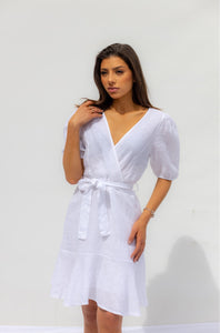 White Marseille Linen Dress - Blanco