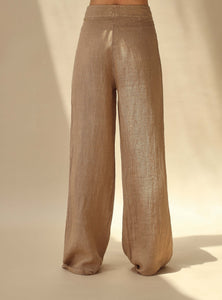 Sole Cammello Wide Leg Linen Pants