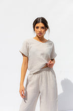 Load image into Gallery viewer, Natual Beige Oia Short Sleeves Co-ord Top - Sabbia
